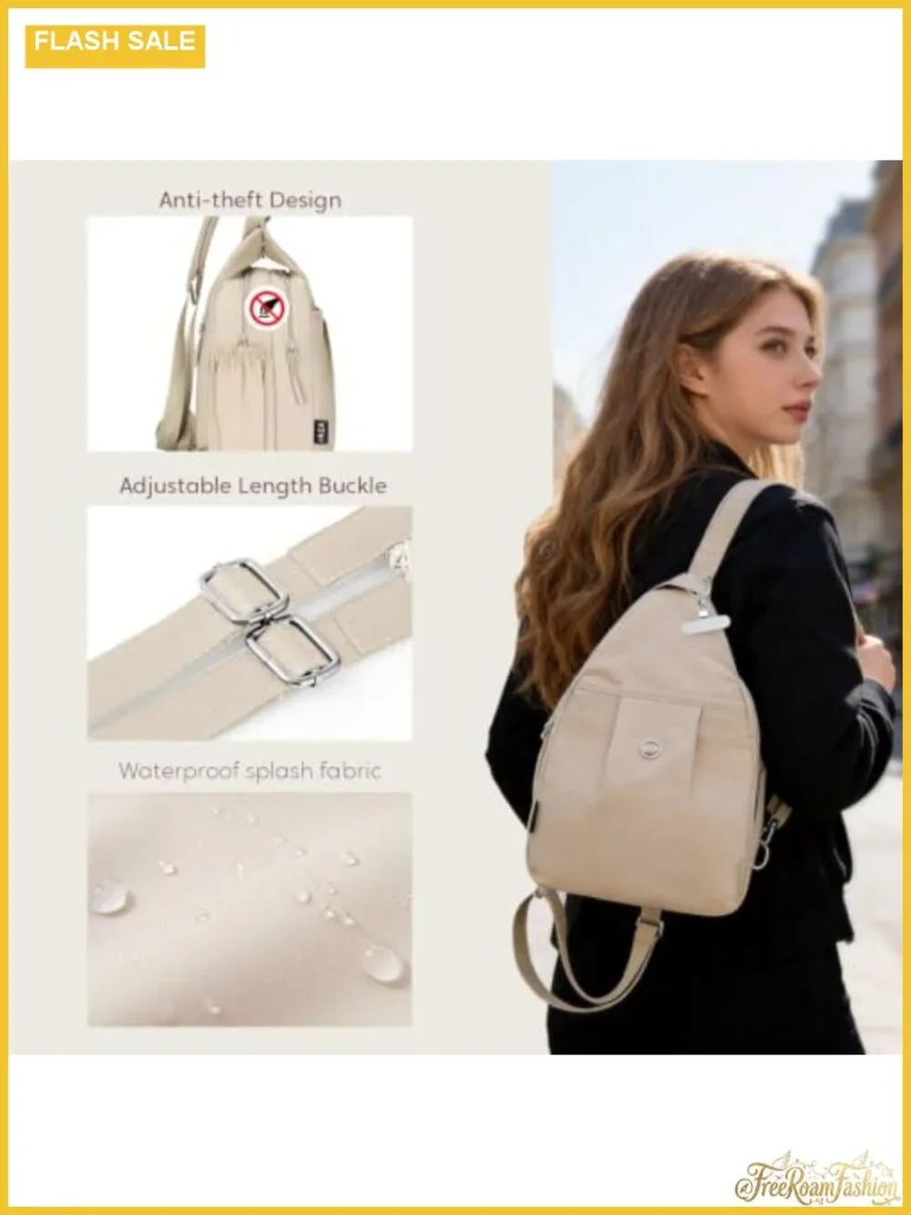 3-Way Convertible Anti-Theft Travel Sling Backpack Crossbody Chest Bag